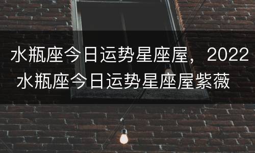 水瓶座今日运势星座屋，2022 水瓶座今日运势星座屋紫薇