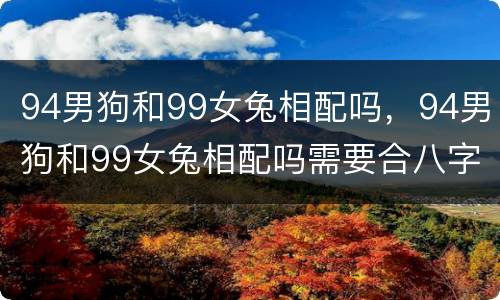 94男狗和99女兔相配吗，94男狗和99女兔相配吗需要合八字吗
