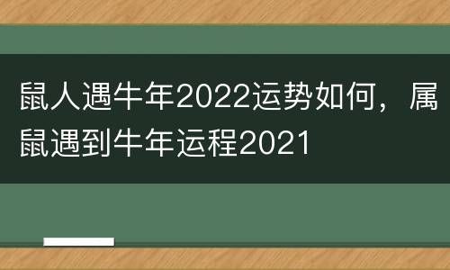 鼠人遇牛年2022运势如何，属鼠遇到牛年运程2021