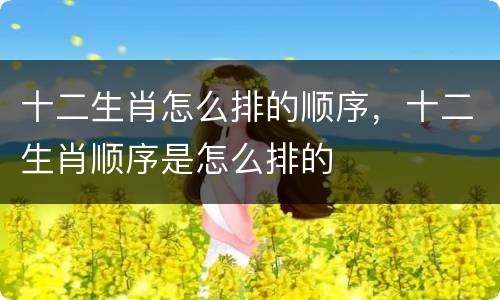 十二生肖怎么排的顺序，十二生肖顺序是怎么排的