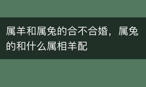 属羊和属兔的合不合婚，属兔的和什么属相羊配