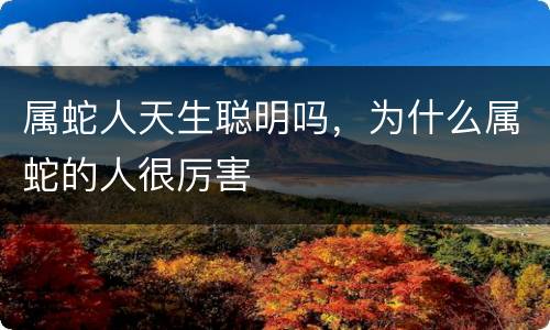 属蛇人天生聪明吗，为什么属蛇的人很厉害