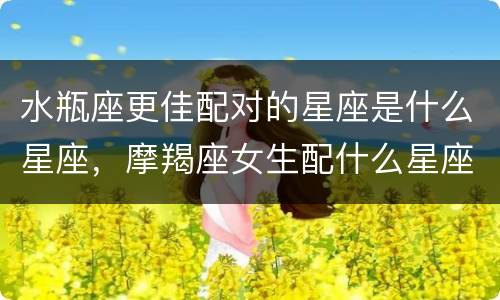 水瓶座更佳配对的星座是什么星座，摩羯座女生配什么星座