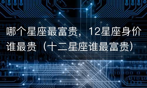 哪个星座最富贵，12星座身价谁最贵（十二星座谁最富贵）