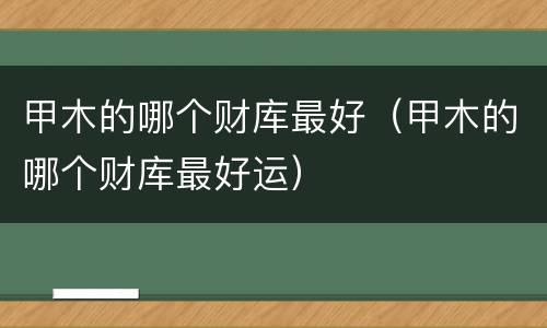 甲木的哪个财库最好（甲木的哪个财库最好运）
