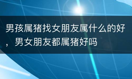 男孩属猪找女朋友属什么的好，男女朋友都属猪好吗