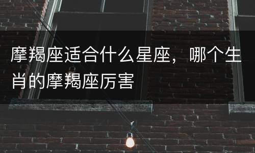 摩羯座适合什么星座，哪个生肖的摩羯座厉害