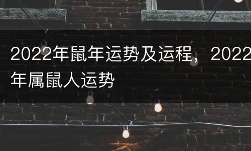 2022年鼠年运势及运程，2022年属鼠人运势