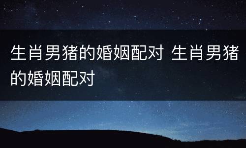 生肖男猪的婚姻配对 生肖男猪的婚姻配对