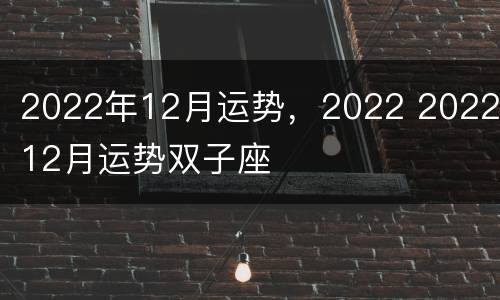 2022年12月运势，2022 2022年12月运势双子座