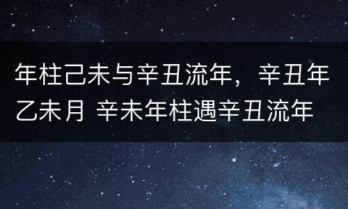 年柱己未与辛丑流年，辛丑年乙未月 辛未年柱遇辛丑流年