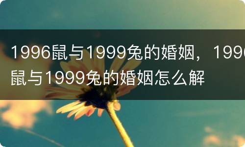 1996鼠与1999兔的婚姻，1996鼠与1999兔的婚姻怎么解