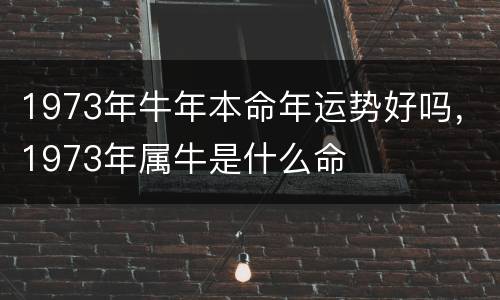 1973年牛年本命年运势好吗，1973年属牛是什么命