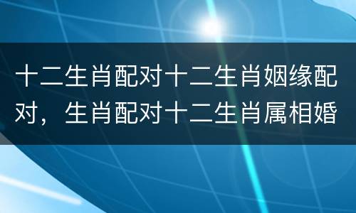 十二生肖配对十二生肖姻缘配对，生肖配对十二生肖属相婚姻配对