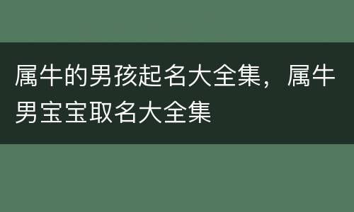 属牛的男孩起名大全集，属牛男宝宝取名大全集
