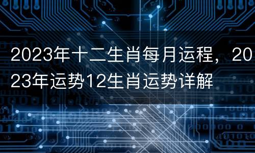 2023年十二生肖每月运程，2023年运势12生肖运势详解