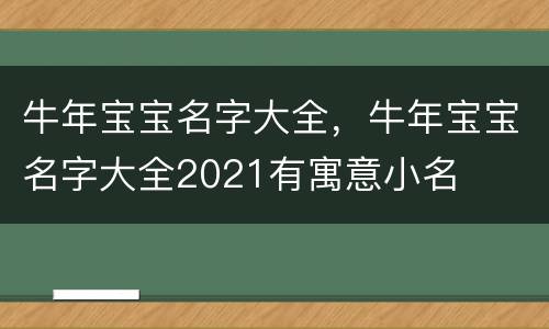牛年宝宝名字大全，牛年宝宝名字大全2021有寓意小名