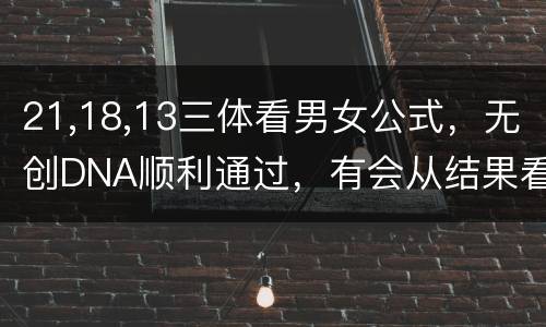 21,18,13三体看男女公式，无创DNA顺利通过，有会从结果看男女的