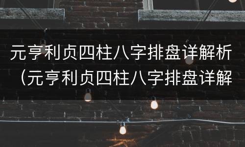 元亨利贞四柱八字排盘详解析（元亨利贞四柱八字排盘详解析反推）