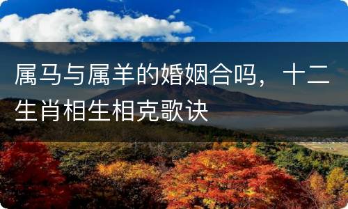 属马与属羊的婚姻合吗，十二生肖相生相克歌诀