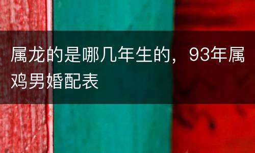 属龙的是哪几年生的，93年属鸡男婚配表