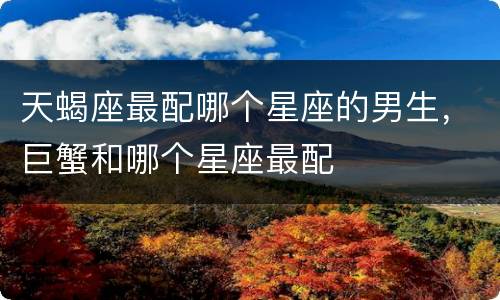 天蝎座最配哪个星座的男生，巨蟹和哪个星座最配