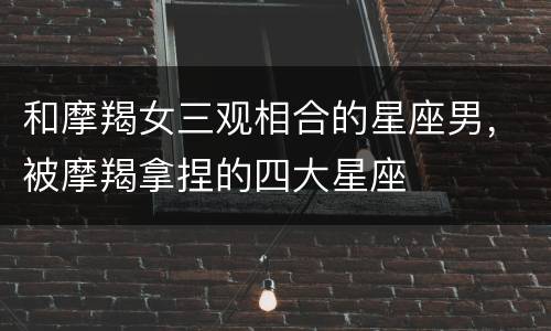和摩羯女三观相合的星座男，被摩羯拿捏的四大星座