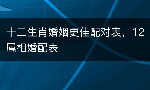 十二生肖婚姻更佳配对表，12属相婚配表