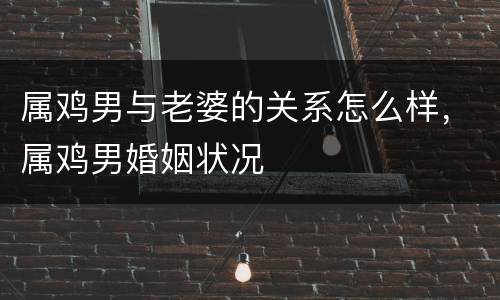 属鸡男与老婆的关系怎么样，属鸡男婚姻状况