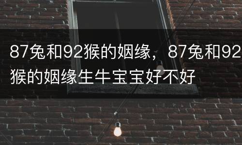 87兔和92猴的姻缘，87兔和92猴的姻缘生牛宝宝好不好