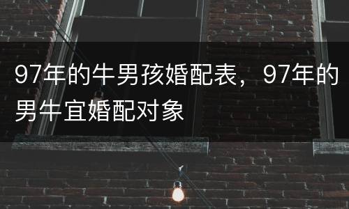 97年的牛男孩婚配表，97年的男牛宜婚配对象