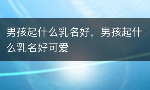 男孩起什么乳名好，男孩起什么乳名好可爱