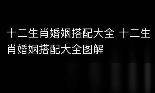 十二生肖婚姻搭配大全 十二生肖婚姻搭配大全图解