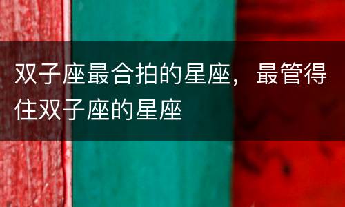 双子座最合拍的星座，最管得住双子座的星座