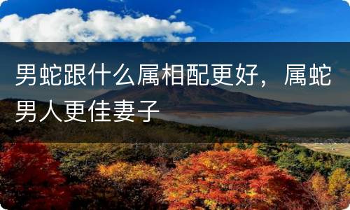 男蛇跟什么属相配更好，属蛇男人更佳妻子