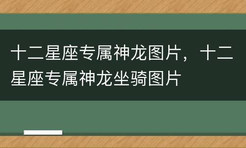 十二星座专属神龙图片，十二星座专属神龙坐骑图片