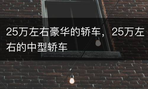 25万左右豪华的轿车，25万左右的中型轿车