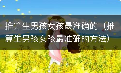 推算生男孩女孩最准确的（推算生男孩女孩最准确的方法）