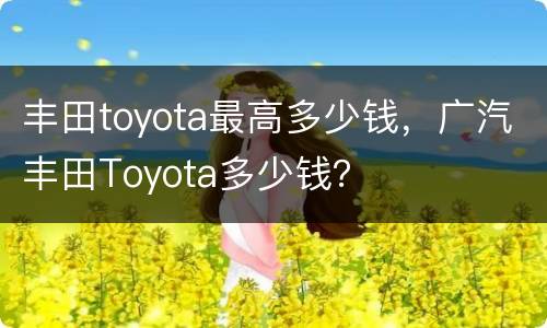 丰田toyota最高多少钱，广汽丰田Toyota多少钱？