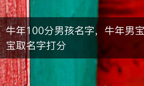 牛年100分男孩名字，牛年男宝宝取名字打分