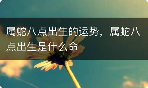 属蛇八点出生的运势，属蛇八点出生是什么命
