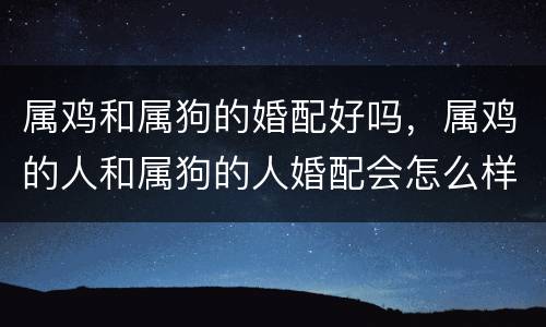 属鸡和属狗的婚配好吗，属鸡的人和属狗的人婚配会怎么样
