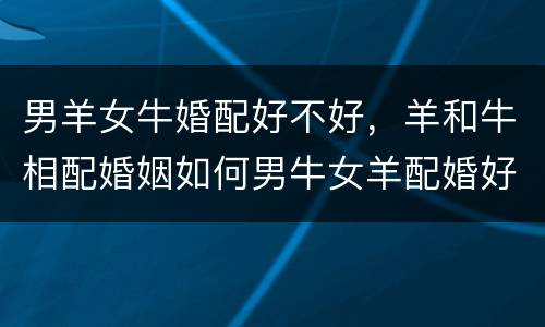 男羊女牛婚配好不好，羊和牛相配婚姻如何男牛女羊配婚好吗