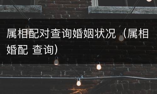 属相配对查询婚姻状况（属相婚配 查询）