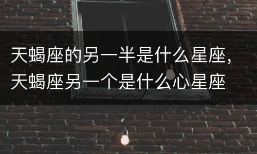 天蝎座的另一半是什么星座，天蝎座另一个是什么心星座