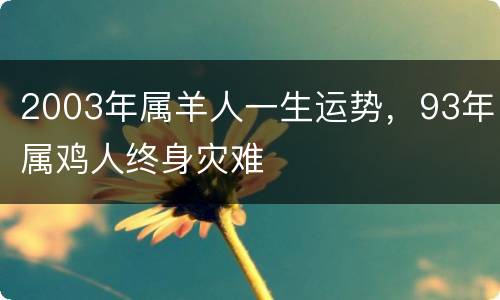 2003年属羊人一生运势，93年属鸡人终身灾难