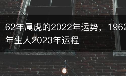 62年属虎的2022年运势，1962年生人2023年运程