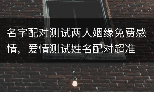名字配对测试两人姻缘免费感情，爱情测试姓名配对超准