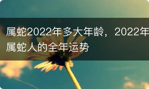 属蛇2022年多大年龄，2022年属蛇人的全年运势