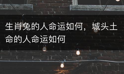生肖兔的人命运如何，城头土命的人命运如何